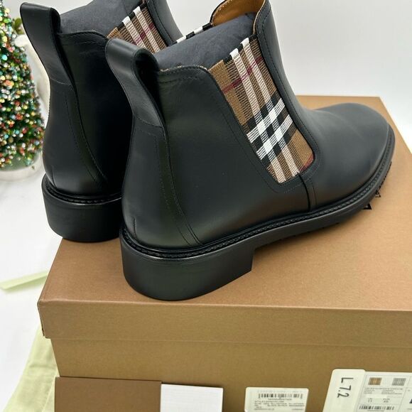 Men’s Burberry vintage check leather Chelsea boot size 45 made in Italy - Picture 4 of 8